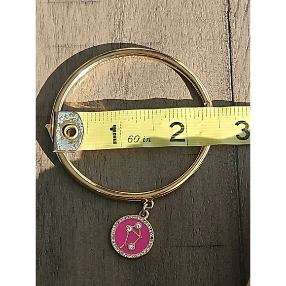Kate Spade Bracelet Pink Libra Charm Rhinestone Horoscope Sign Bangle Hinged - Picture 4 of 9